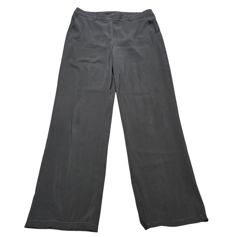 Chico's Wide Leg Dress Pants Women's Size 2T US 12 Tall Black Stretch Zip Fly